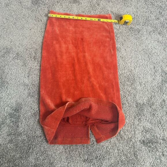 Anthropology Size Medium Pencil Skirt Lined Orange Velour Soft - Picture 8 of 8